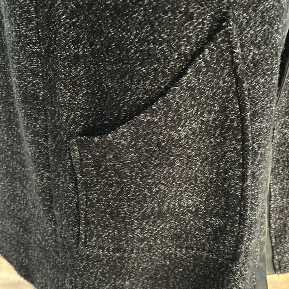 Zara Women’s Open Front Tweed Jacket Faux Leather Trim Gray Size M - Picture 6 of 12